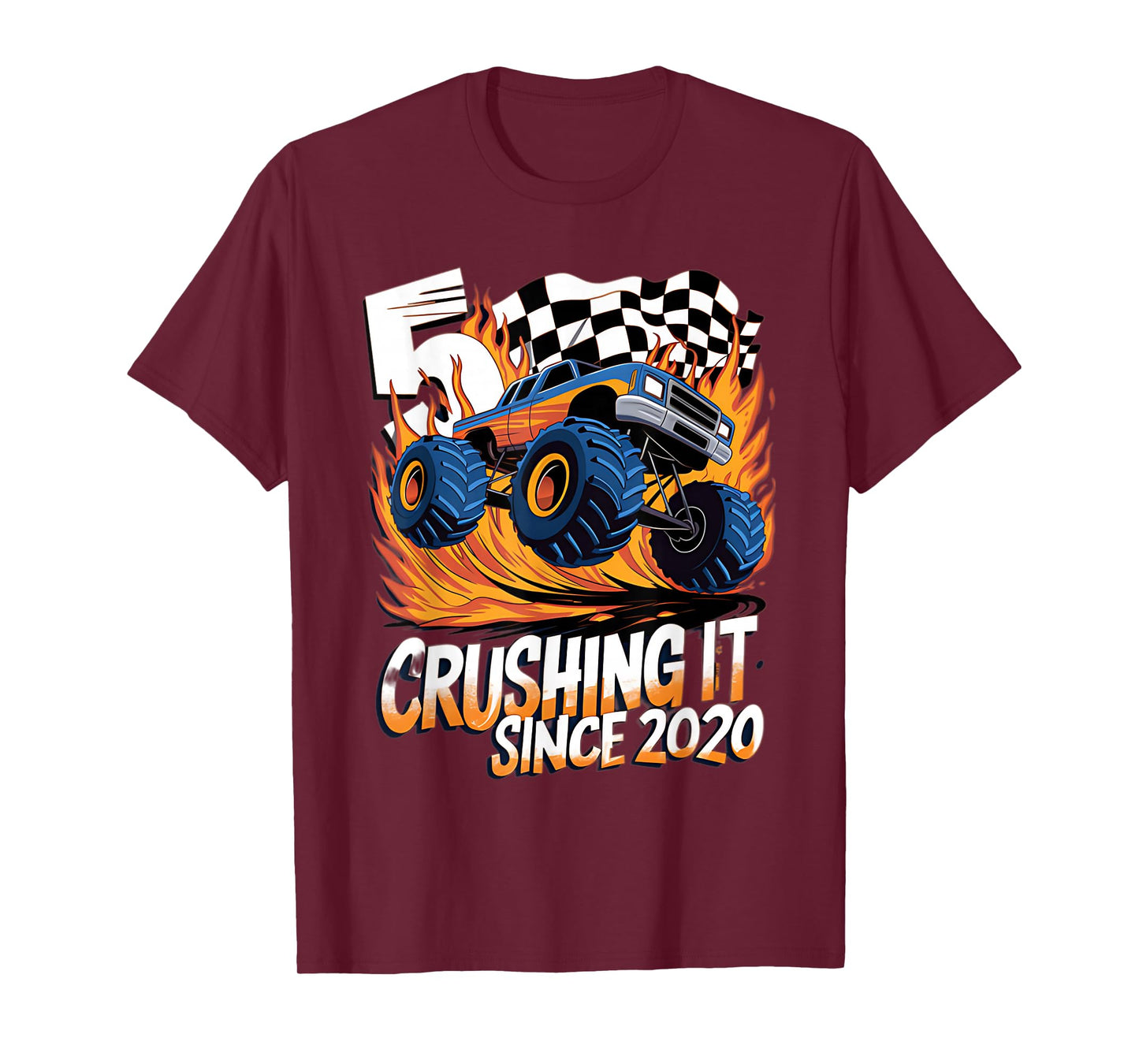 Crushing It Since 2020 5th Birthday Kids Monster Truck T-Shirt
