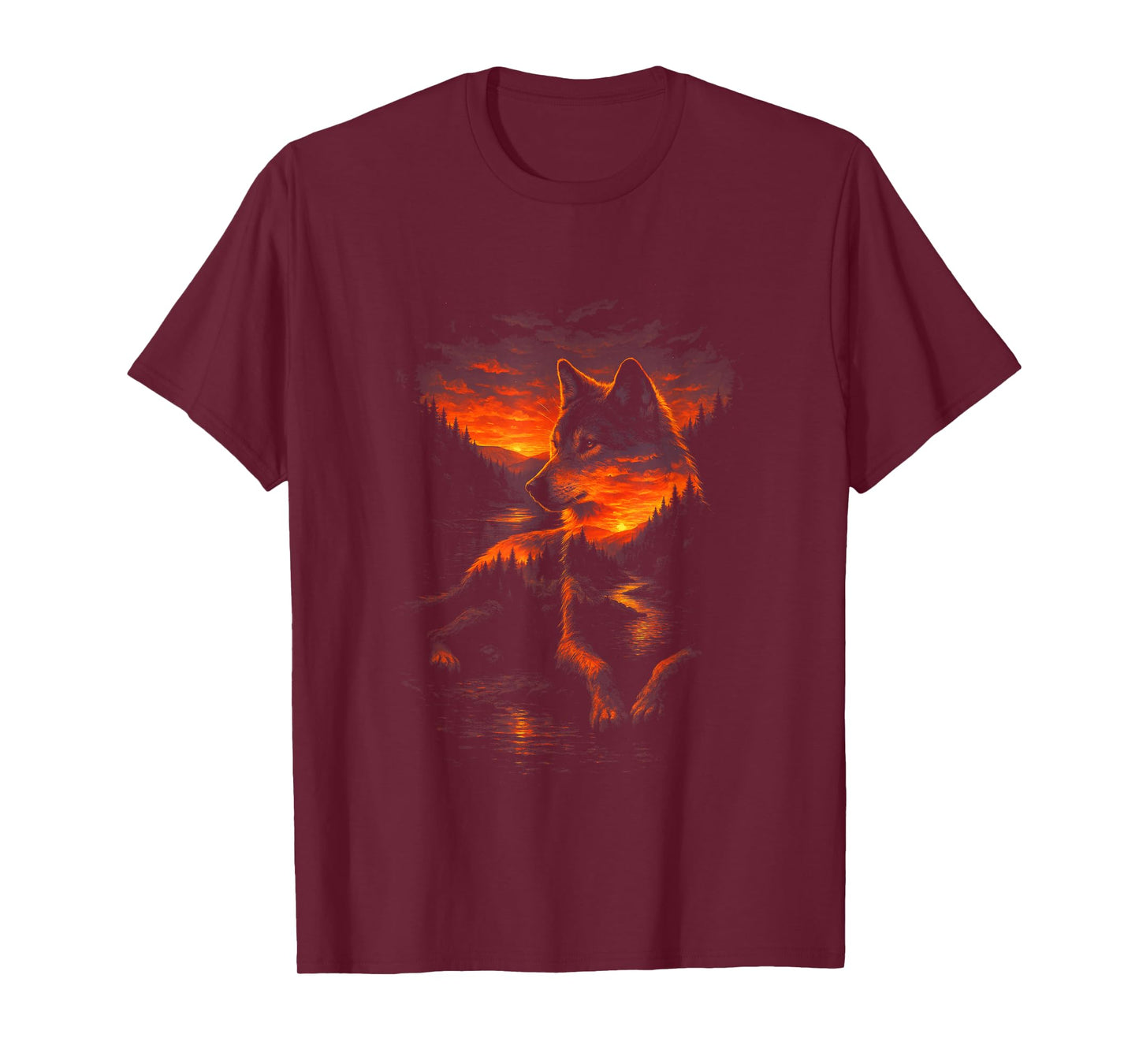 Wolf in Nature - Forest Mountains Adventure T-Shirt