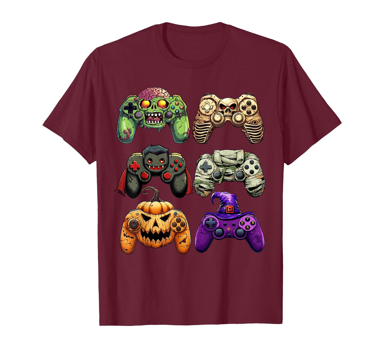 Halloween Skeleton Zombie Gaming Controllers Mummy Boys Kids T-Shirt