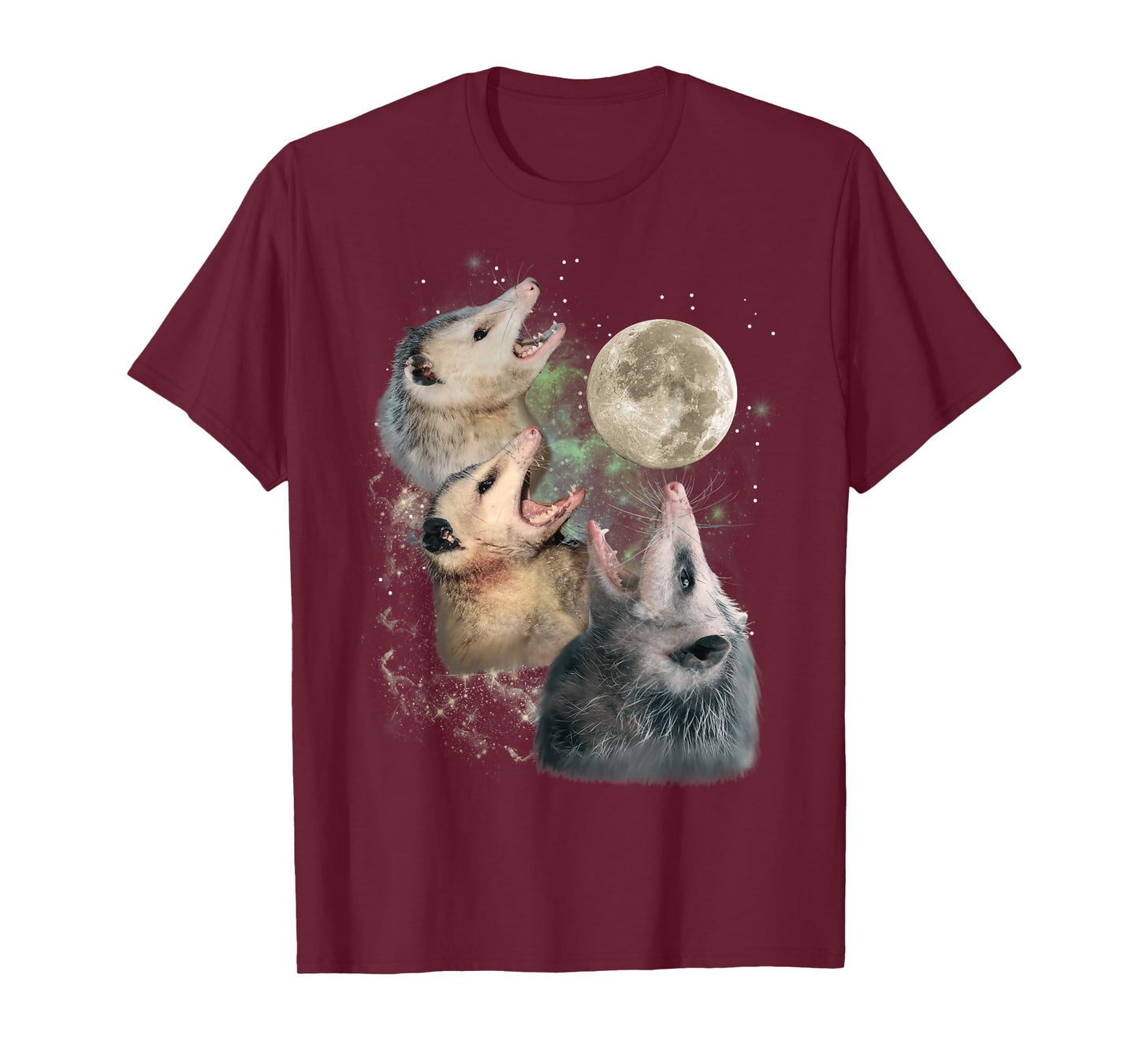 Three Opossums Moon 3 Possum Howling Funny Cursed Cult Meme Men Women T-Shirt