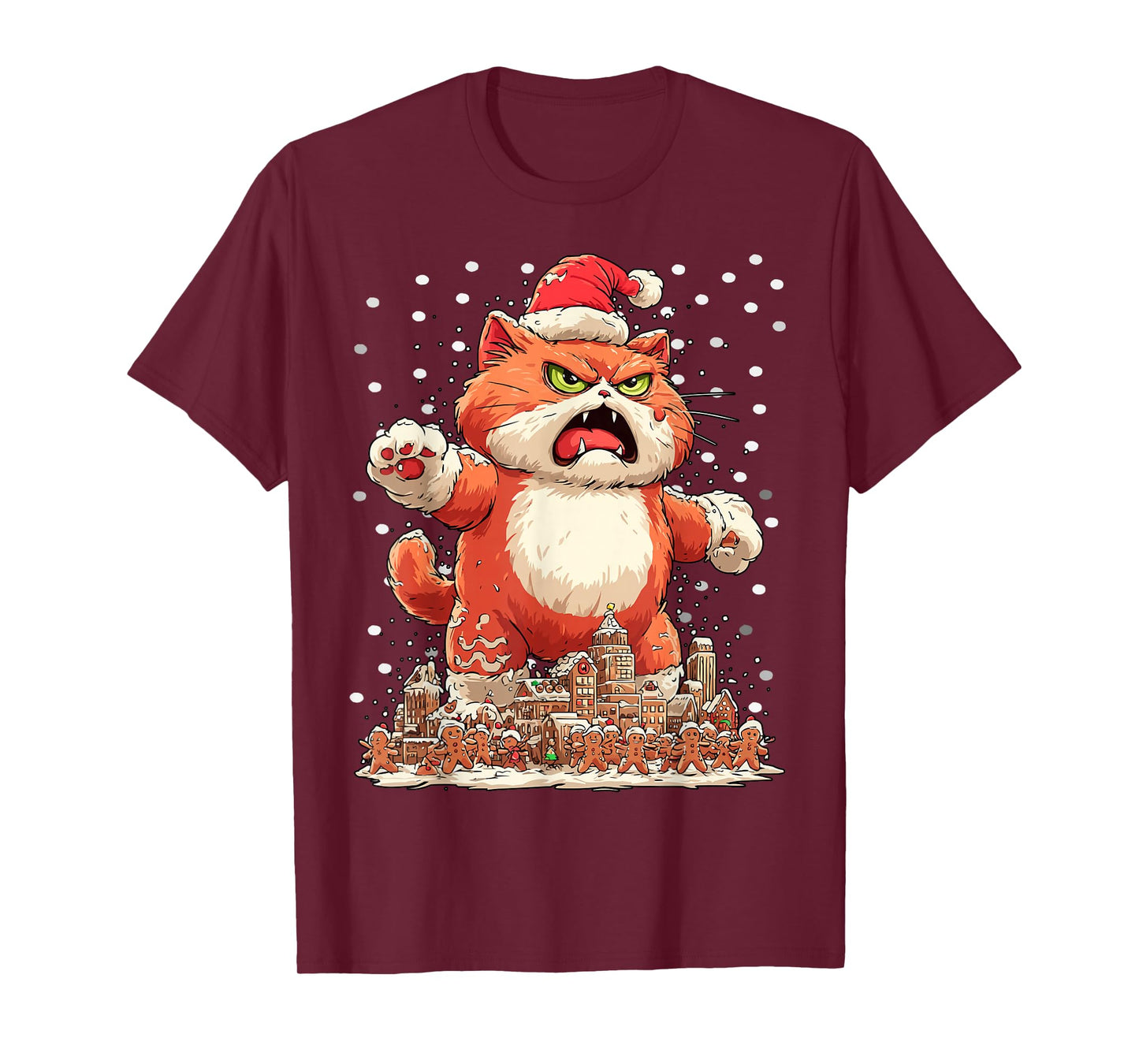 Funny Santa Cat with Gingerbread Cookies Christmas Parody T-Shirt