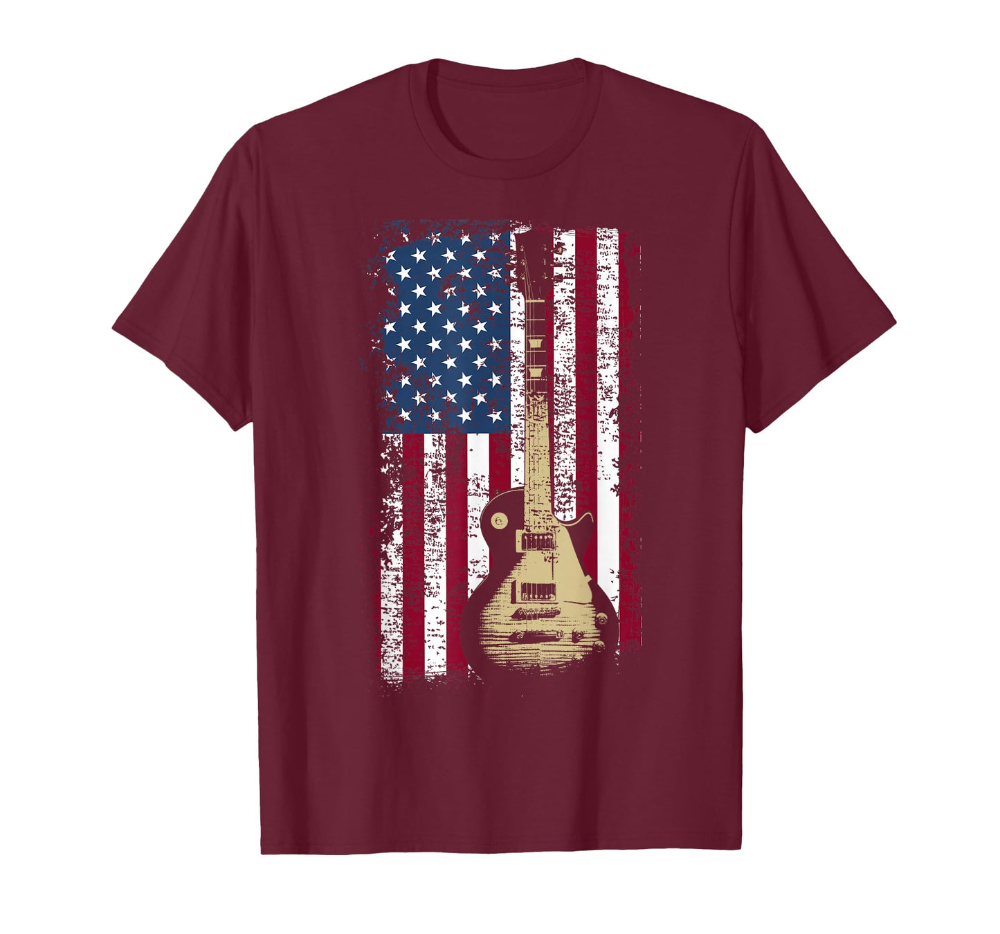 Vintage US Flag Guitar Shirt American Flag Gift T-Shirt T-Shirt
