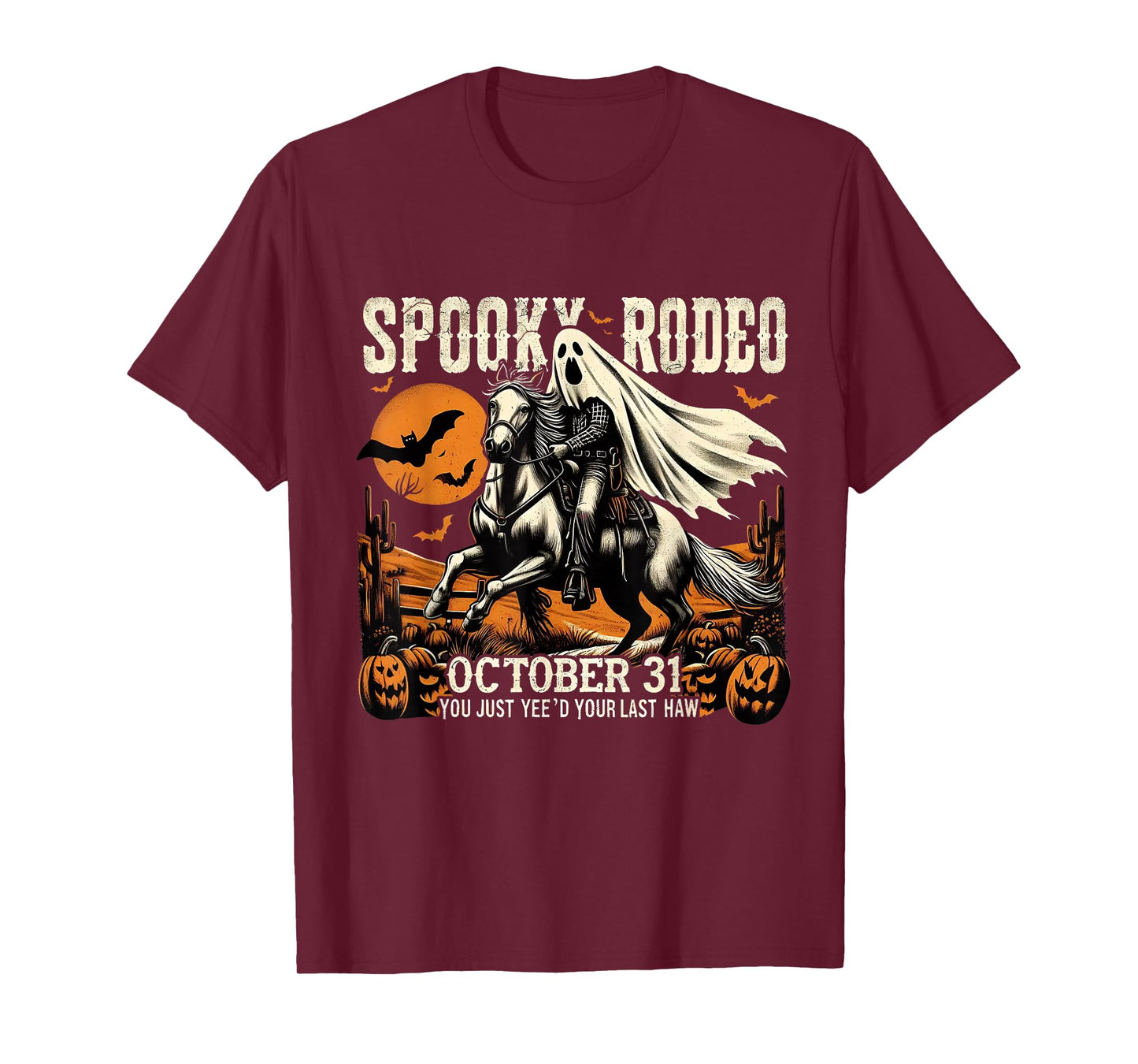 Ghost Cowboy Halloween Western Vintage Design T-Shirt