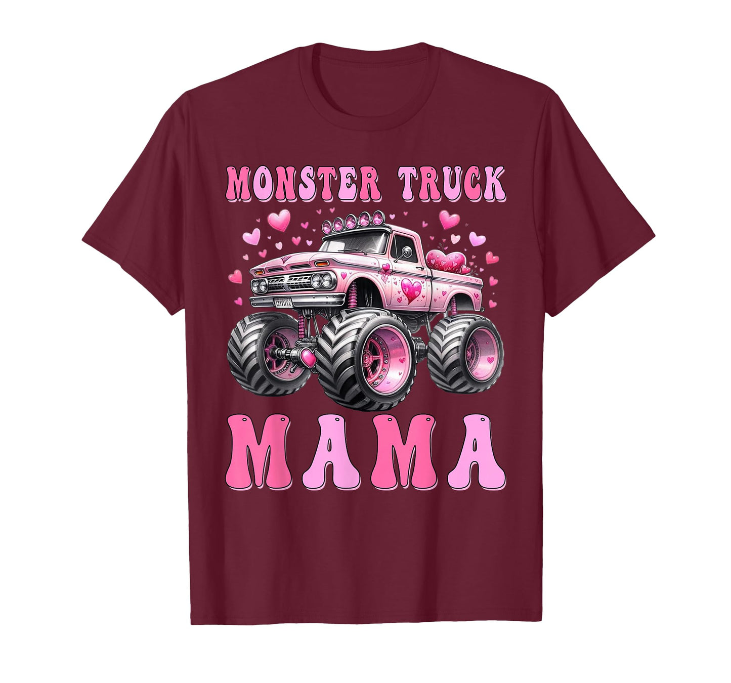 Monster Truck Mama Pink Monster Trucks Lover Mom Groovy T-Shirt