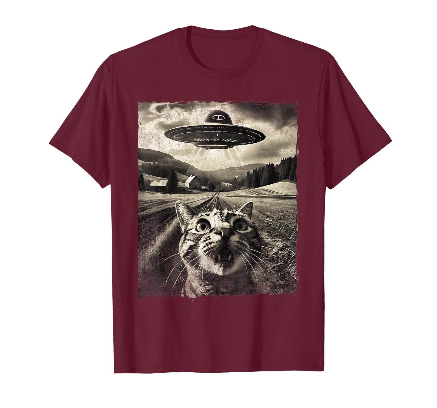 Cat Selfie With UFO Alien Funny Cat Gifts Men Women Kid Boys T-Shirt