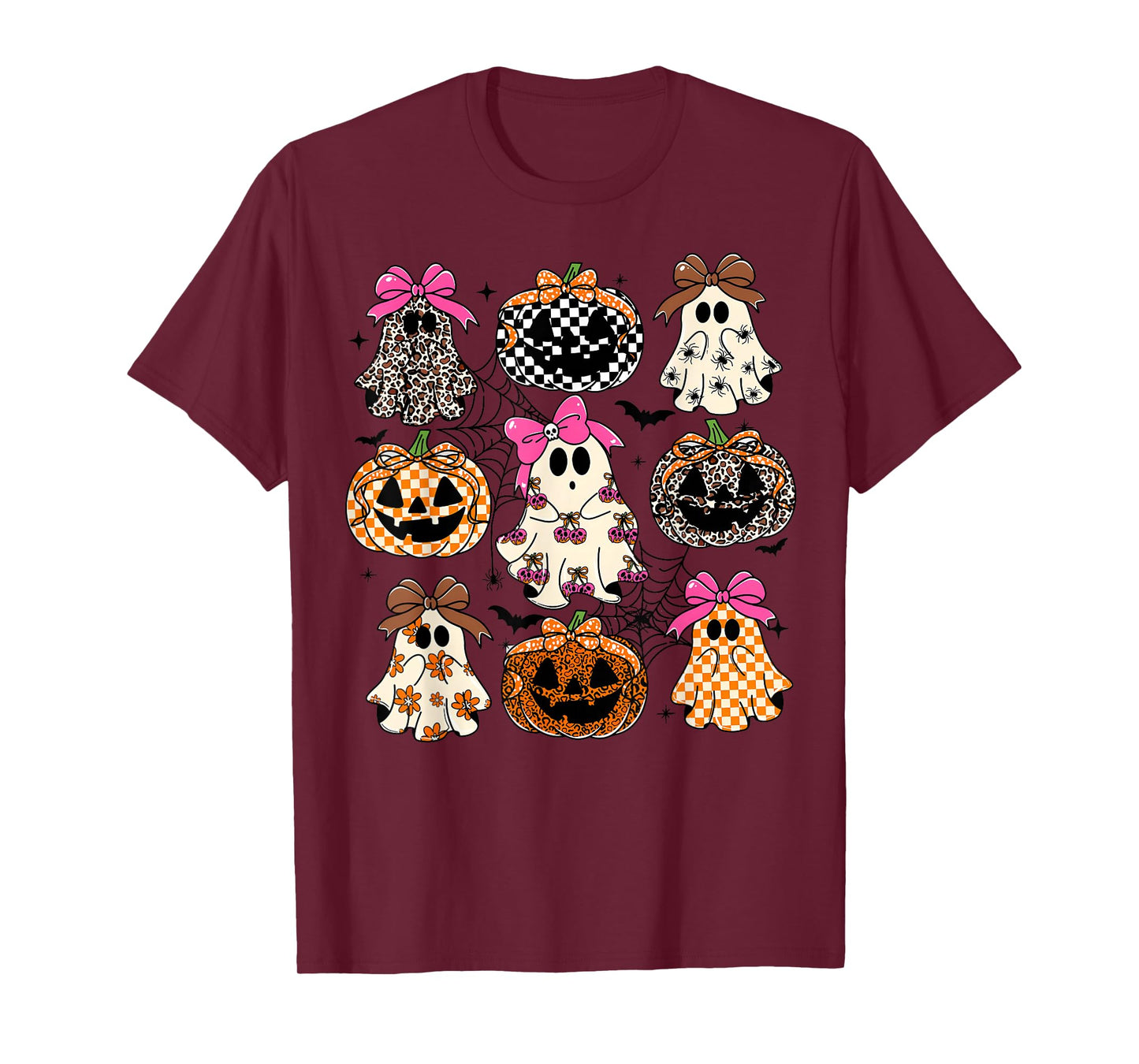 Halloween Coquette Bow Pumpkin Ghost Spooky Boo Women Girl T-Shirt