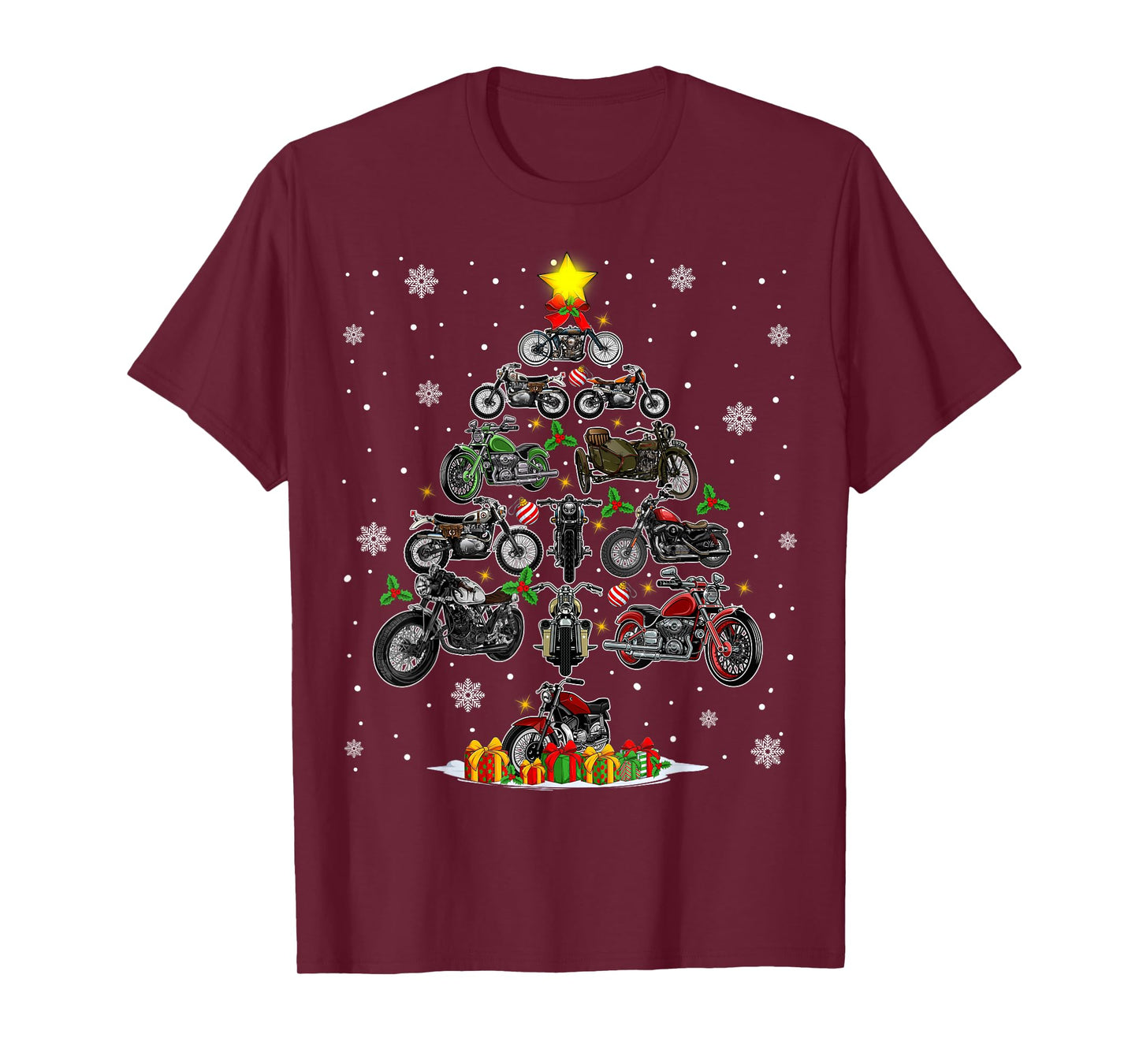 Funny Motorbikes Ornament Christmas Tree Lights Xmas PJS Men T-Shirt