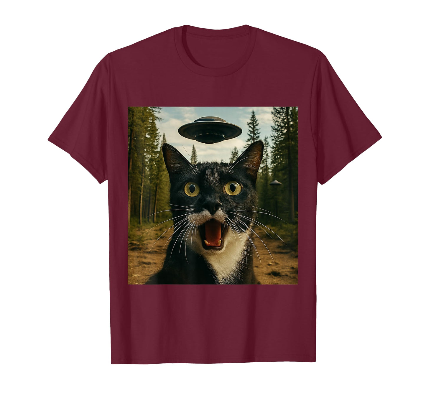 Extraterrestrial Encounter: Cat Selfie with UFO T-Shirt