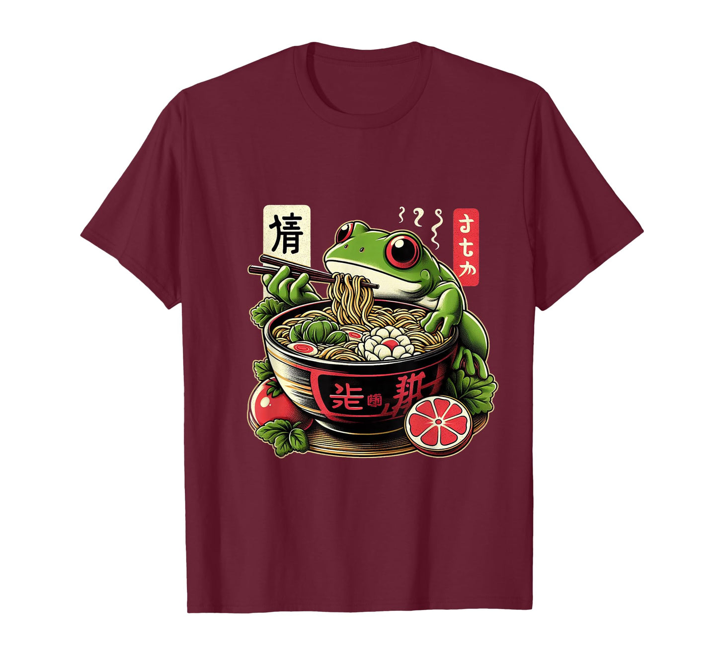 Frog Eating Ramen Kawaii Neko Japanese Noodles Anime Lovers T-Shirt