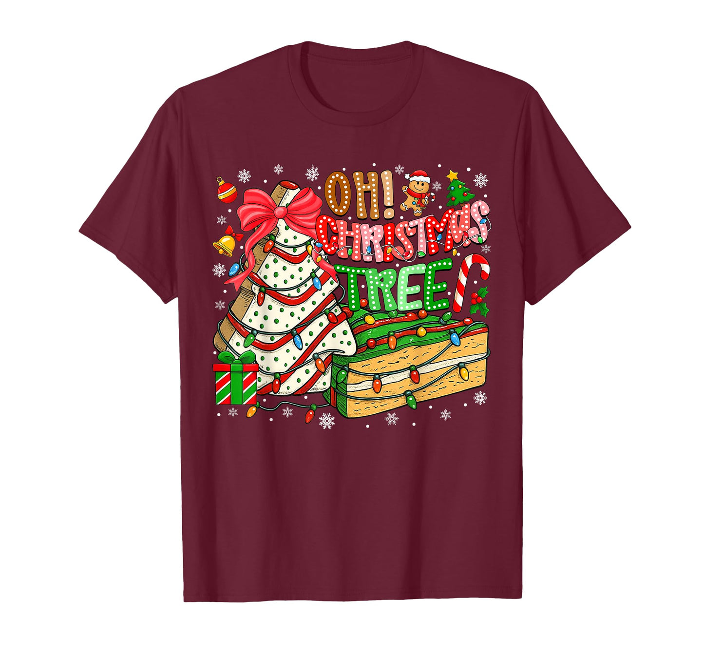 Groovy Oh Christmas Tree Cakes Cookies Xmas Cake Lover Women T-Shirt