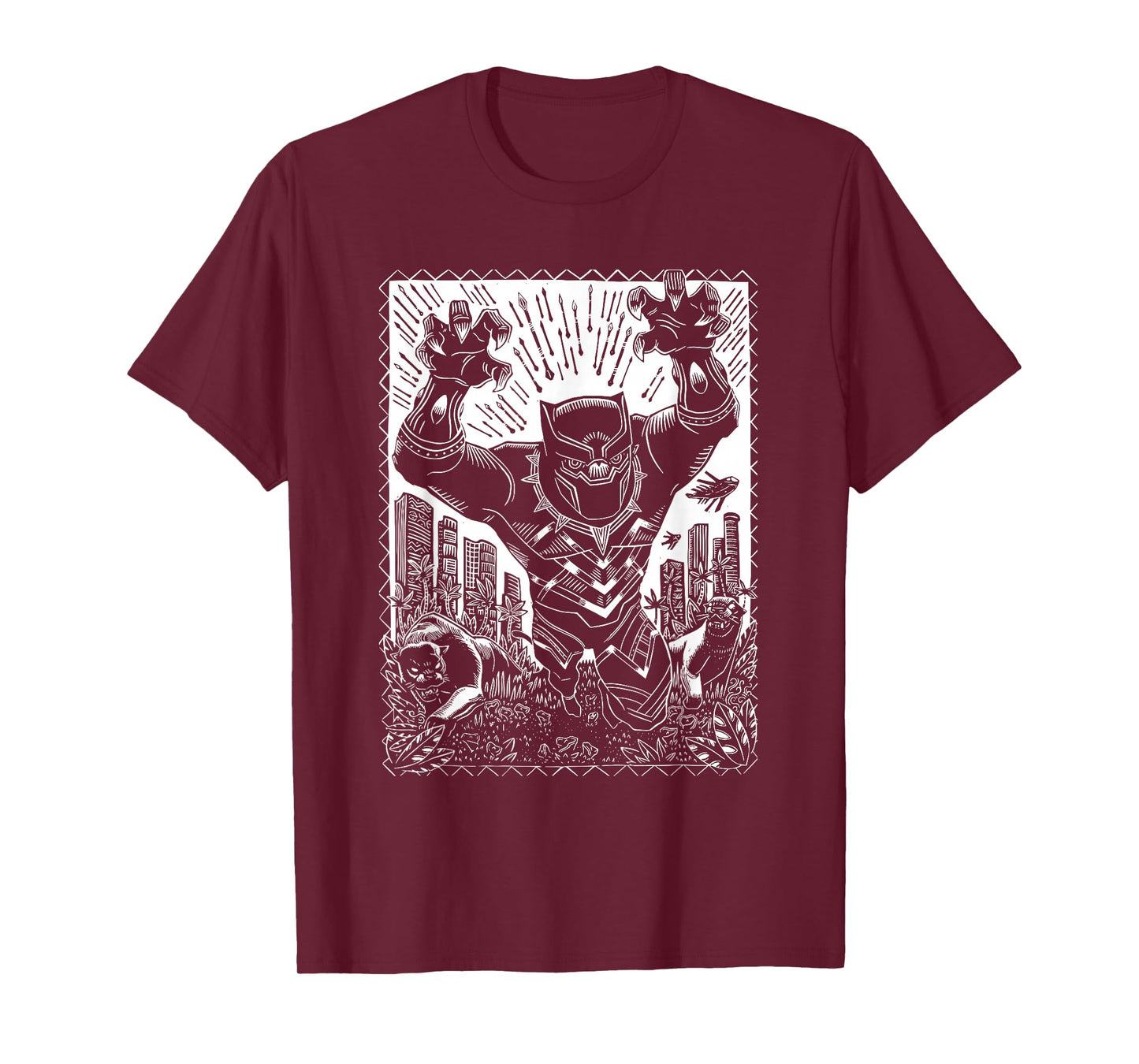 Marvel Black Panther Linocut Black T-Shirt