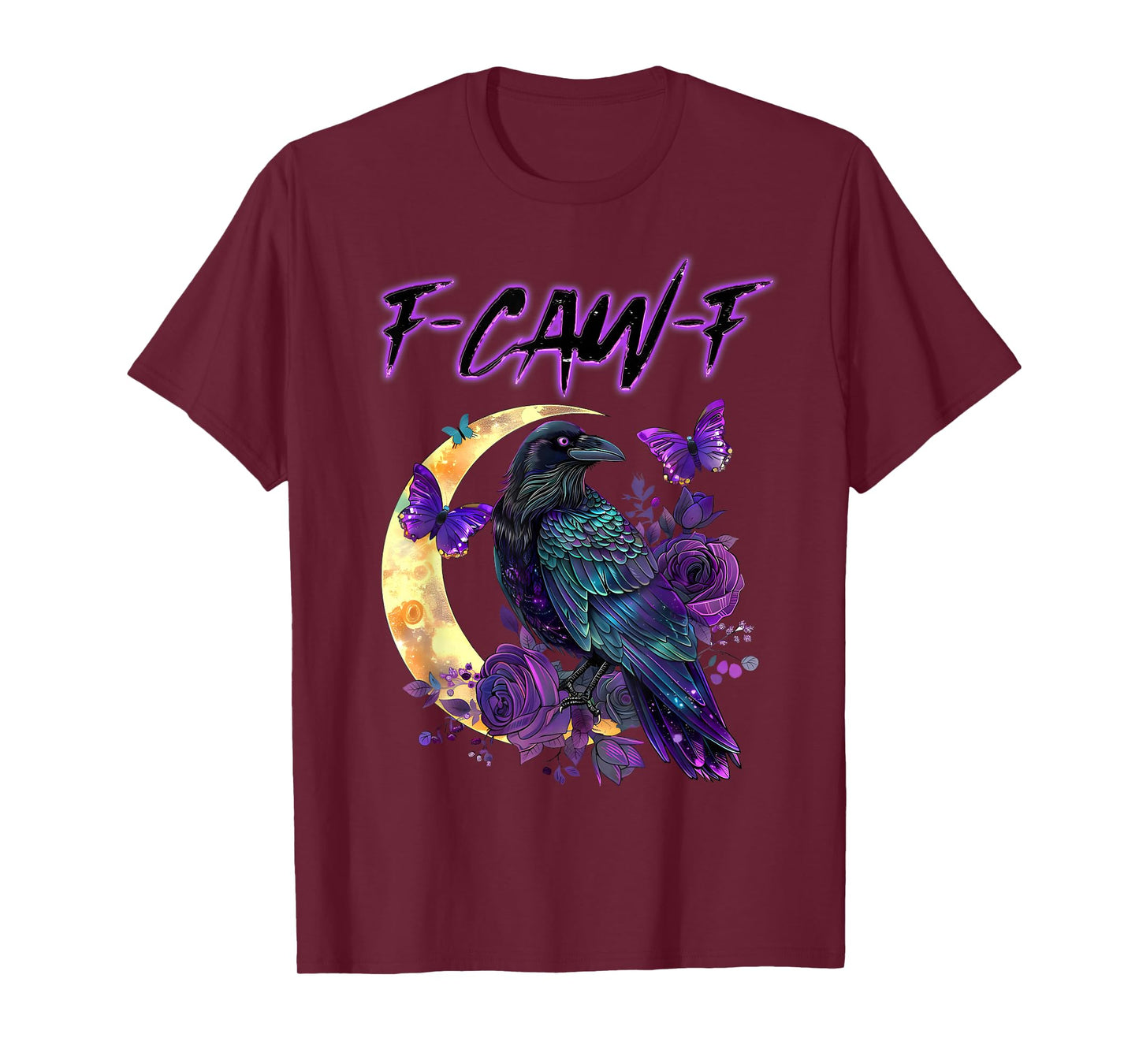 F-Caw-F Funny Raven Black Crow Spooky Season Halloween Retro T-Shirt