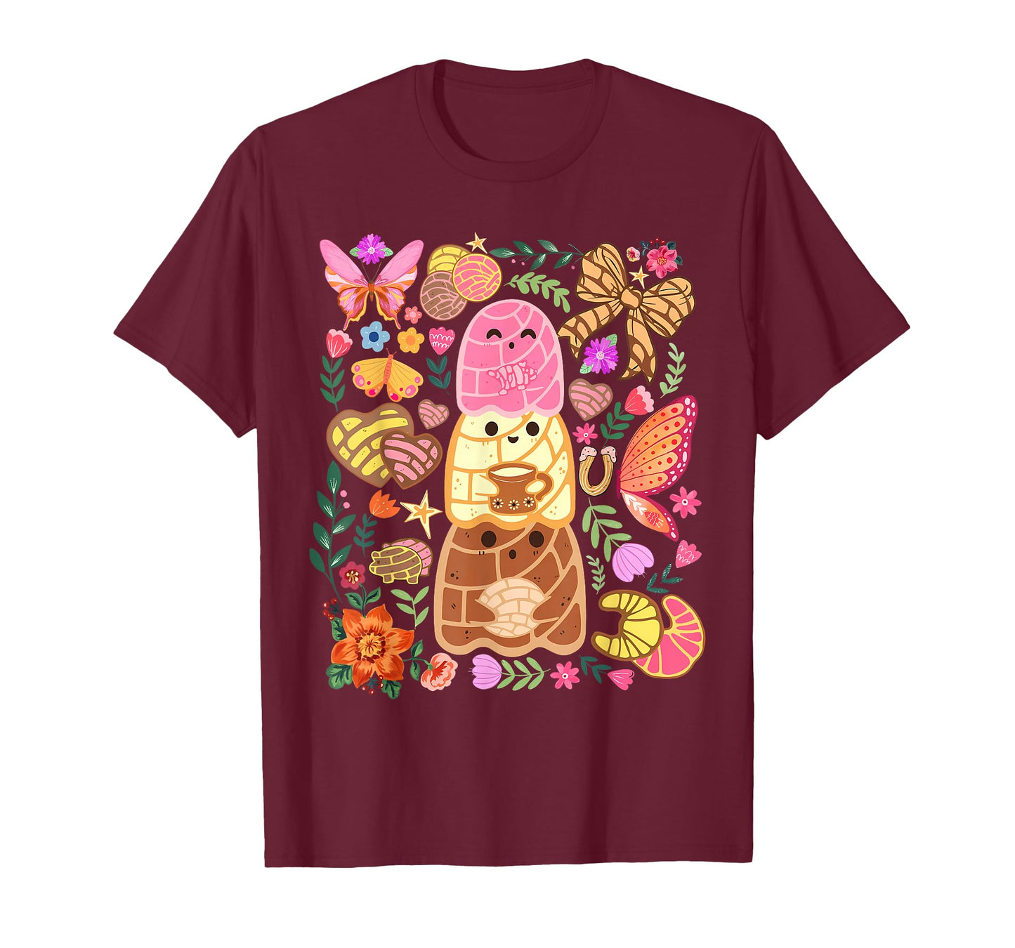 Boho Pantasmas Ghost Pan Dulce Conchas Mexican Halloween T-Shirt