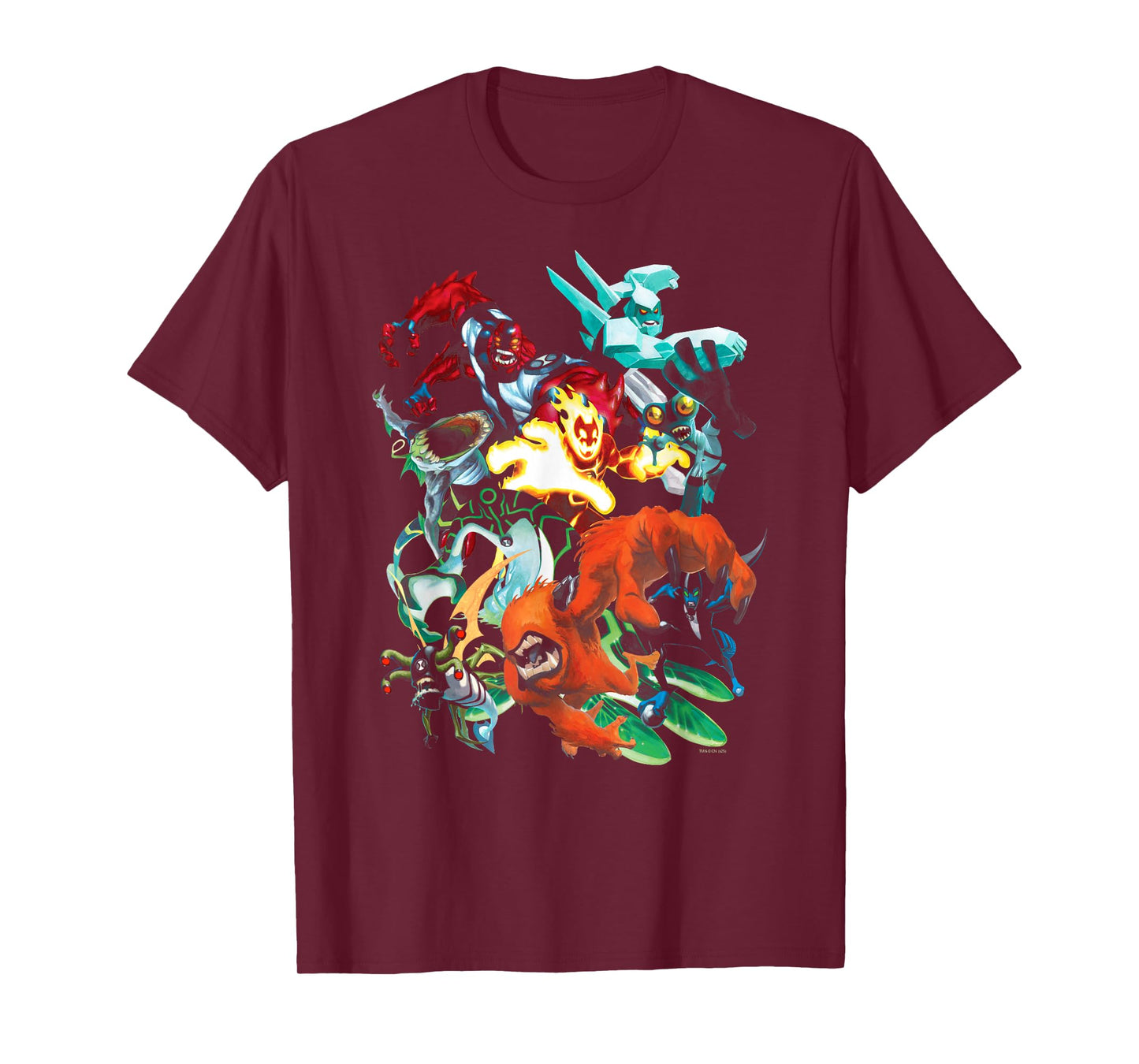 Ben 10 Colorful Alien Poses Collage Cartoon T-Shirt