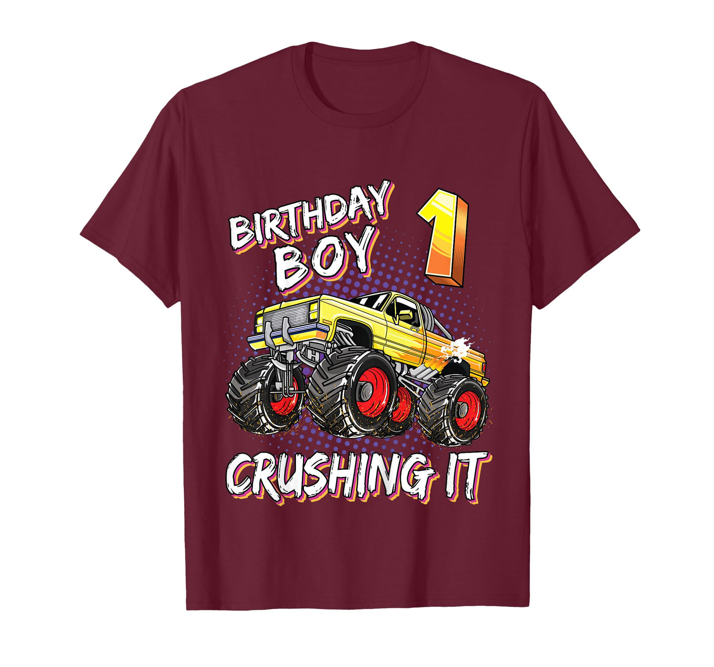 Kids 1 Year Old Birthday Boy Shirt Monster Truck 1st Birthday T-Shirt