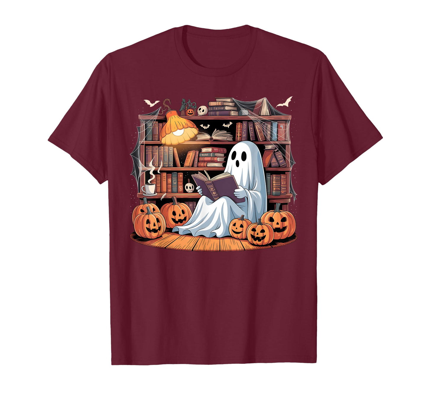 Funny Ghost Book Reading Halloween Books Lover Teacher T-Shirt