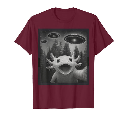 Funny Axolotl Selfie Alien UFO Gifts for Men Women Boy Kid T-Shirt