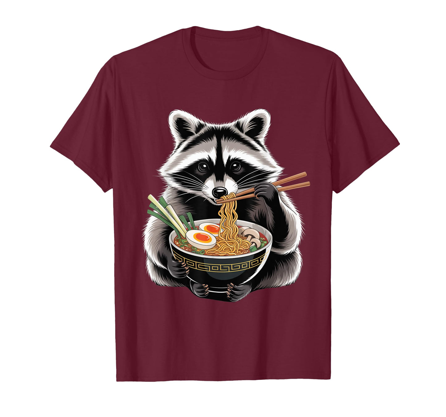 Kawaii Raccoon Eating Japanese Noodles Ramen Bowl Raccoon T-Shirt