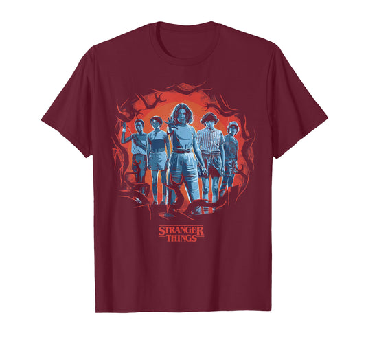 Stranger Things Group Shot Demogorgon Framed Short Sleeve T-Shirt