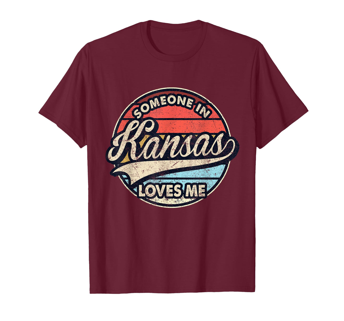 Someone In Kansas Loves Me US State Cool Retro T-Shirt