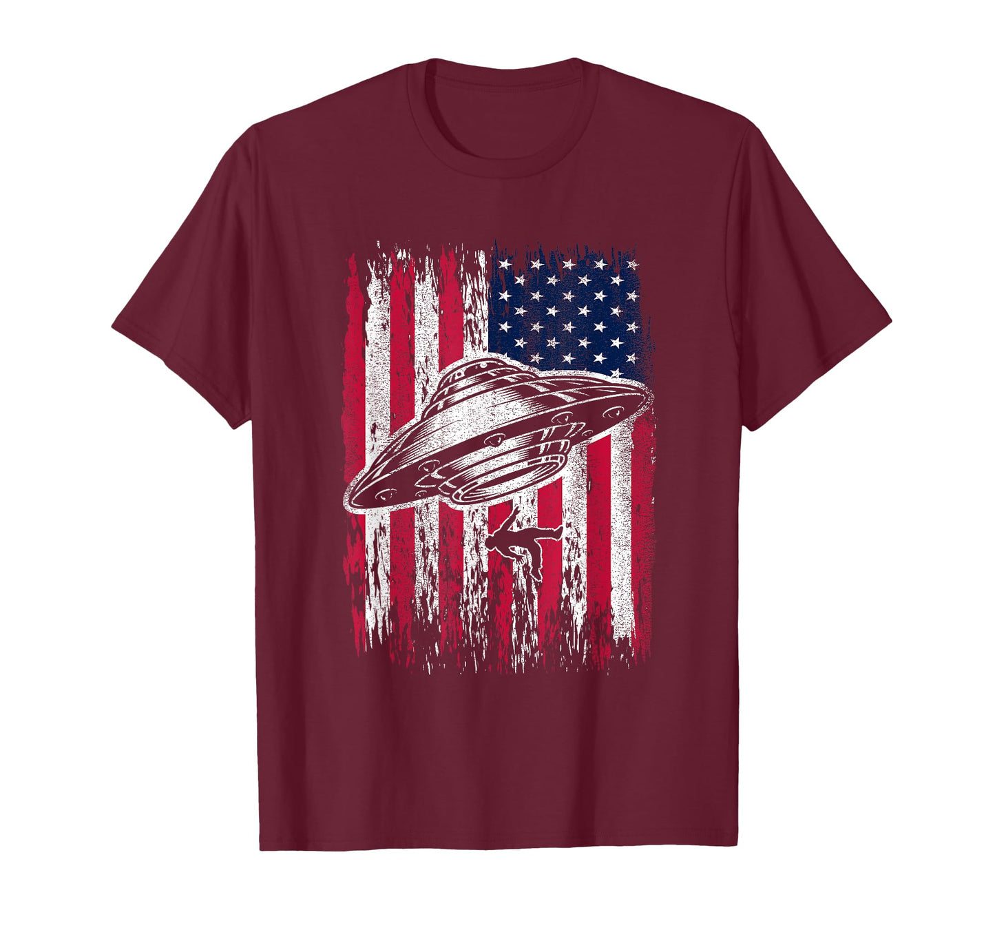 UFO Alien Abduction 4th Of July Gift USA Flag Alien T-Shirt