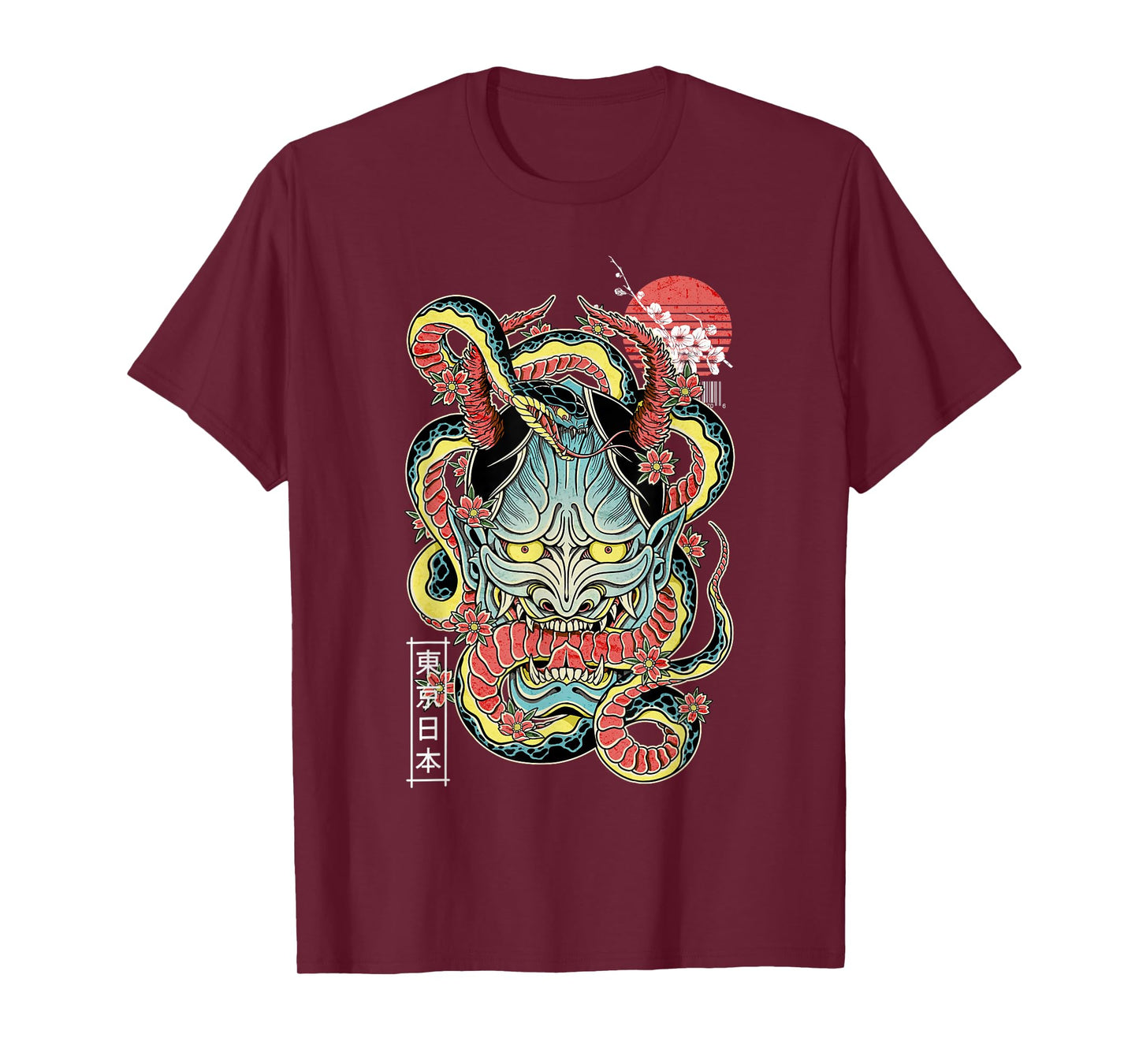 Japanese demon face mask oni otaku devil vaporwave T-Shirt