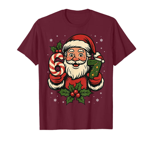 67 Six Seven Meme Christmas Santa Funny Candy Cane Santa T-Shirt