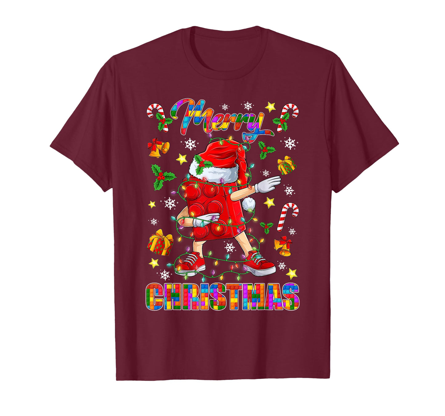 Merry Christmas Dabbing Blocks Building Master Builder Boys T-Shirt