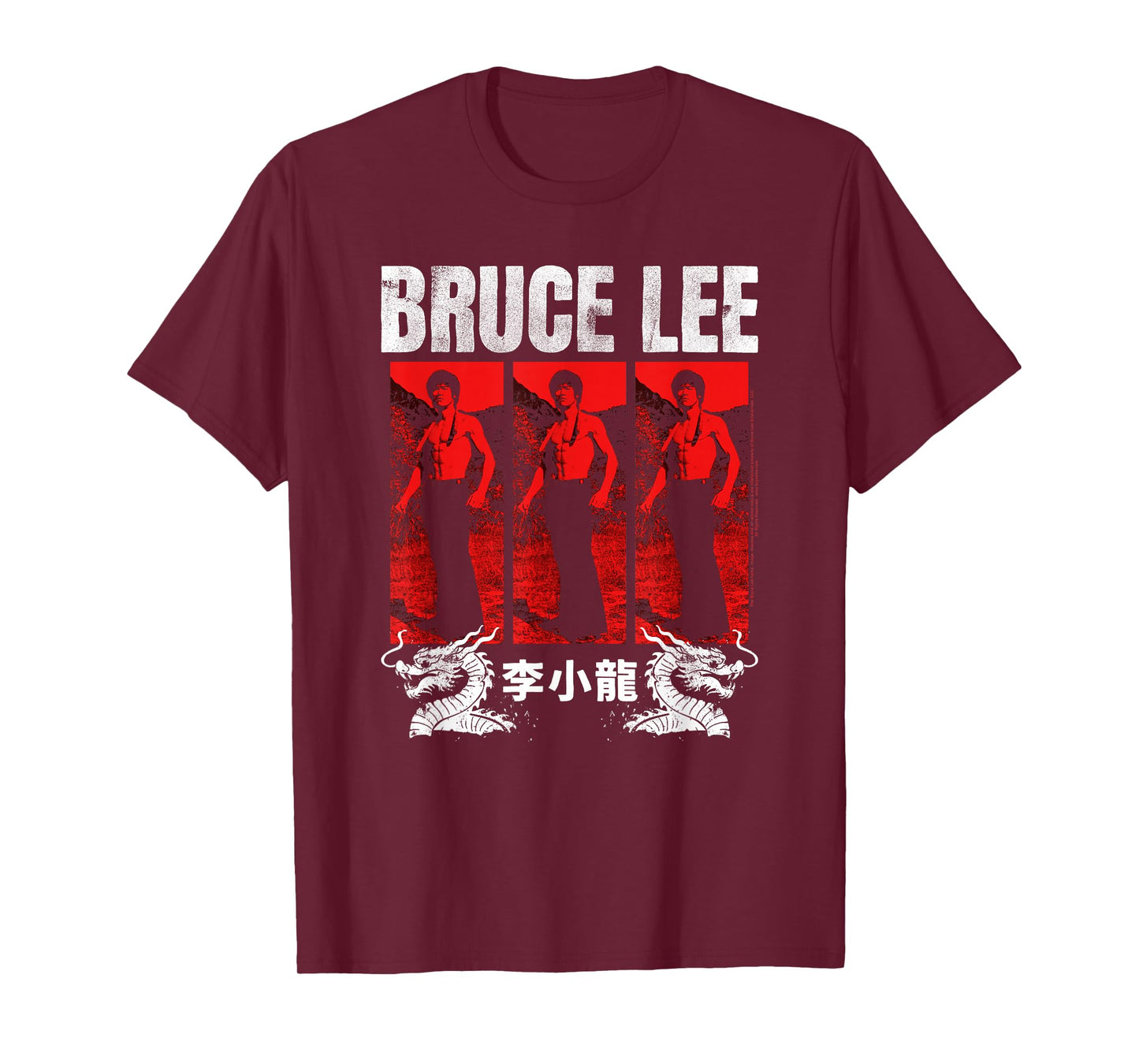 Bruce Lee Red Photo Blocks Vintage Martial Arts T-Shirt