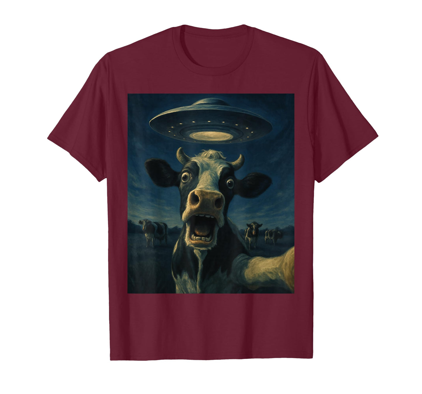 Funny Cow Selfie With Alien UFO Funny Cow For Men Women Kid T-Shirt