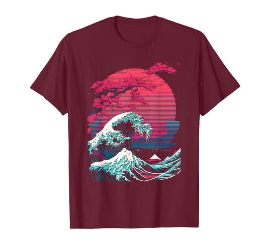 Great Wave Off Kanagawa Retro Glitch Aesthetic Vaporwave T-Shirt