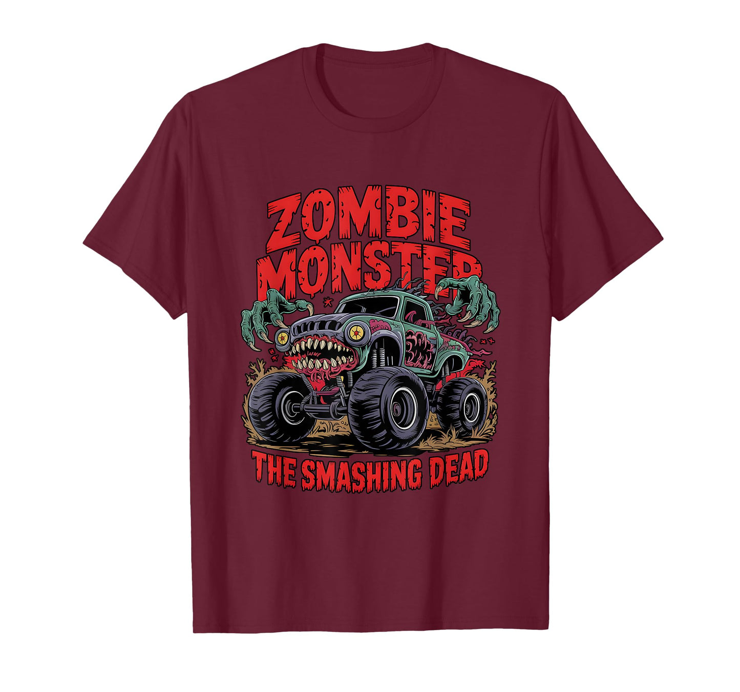 Smashing Dead Funny Halloween Zombie Monster Truck Kids T-Shirt