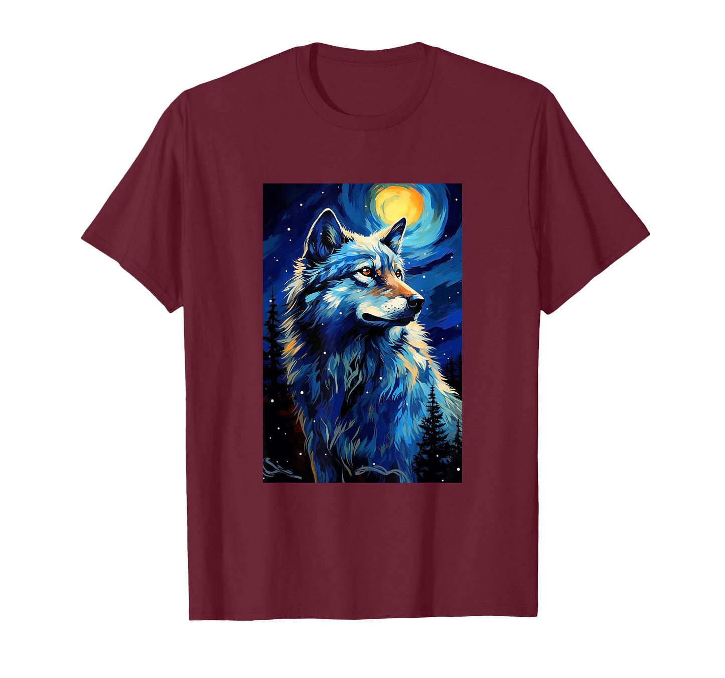 Wolf Wolves - Van Gogh Style - Starry Night T-Shirt