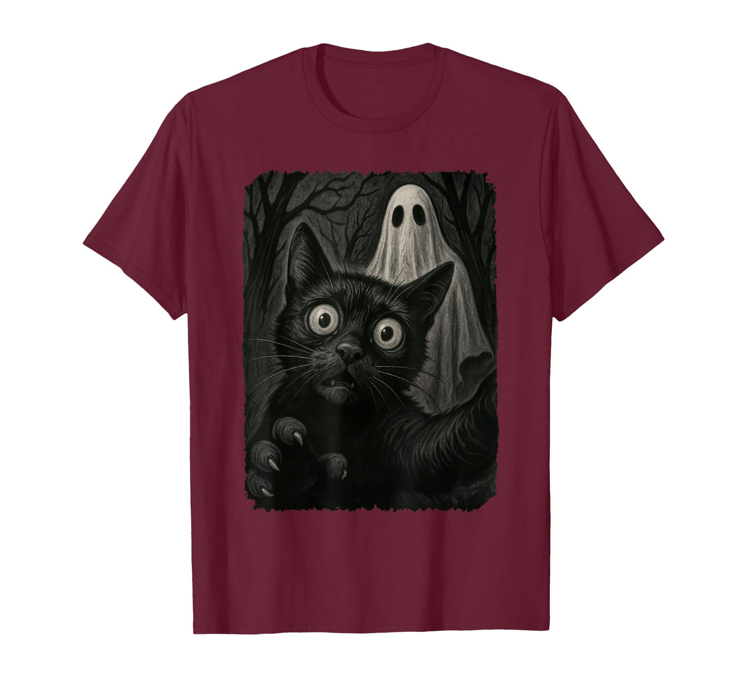Funny Halloween Cat Selfie with Spooky Cat Ghost Lovers T-Shirt