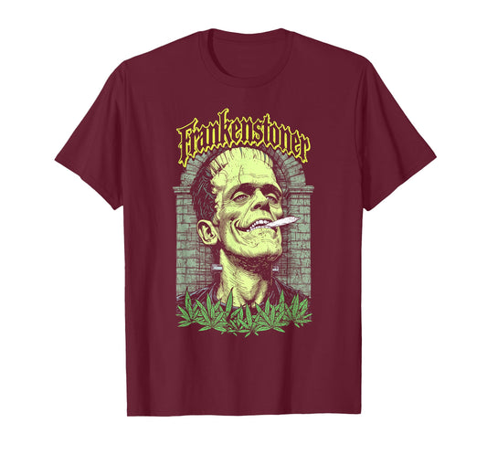 Funny Weed Frankenstein Frankenstoner Stoner Halloween 420 T-Shirt