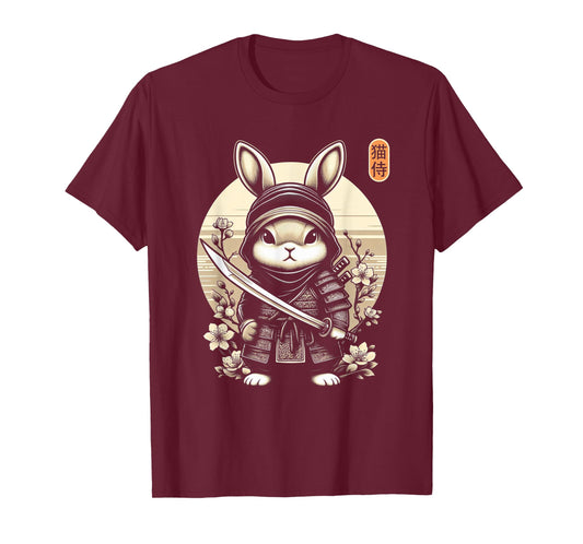 Japanese Samurai Ninja Rabbit Tattoo Japanese Kawaii Art T-Shirt