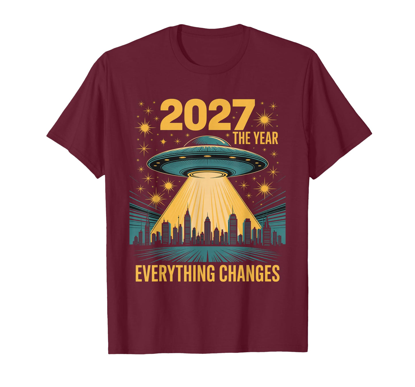 funny 2027 The Year Everything Changes First Contact Alien T-Shirt