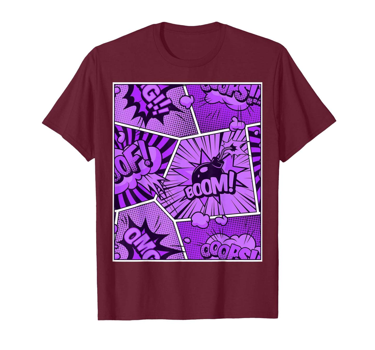 Purple Comic Book Purple Color Graphic T-Shirt
