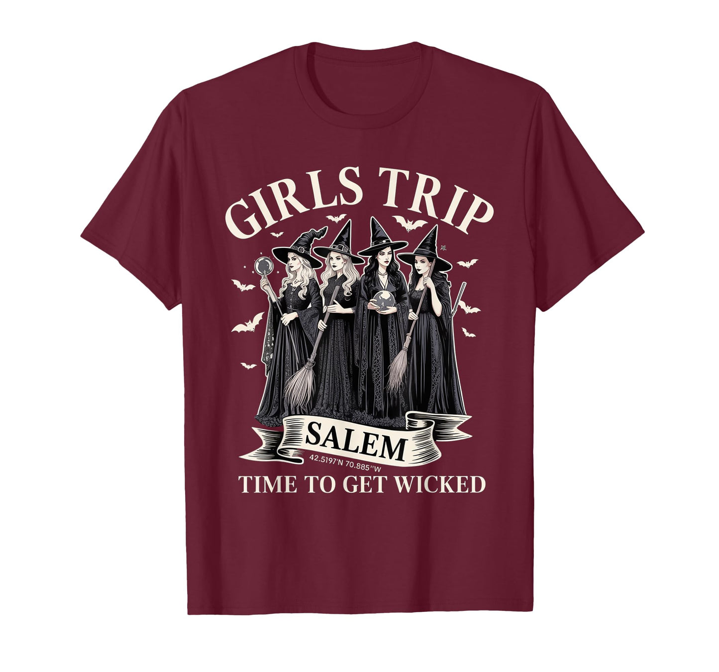 Girls Trip Salem Time to Get Wicked Witchy Witches Halloween T-Shirt