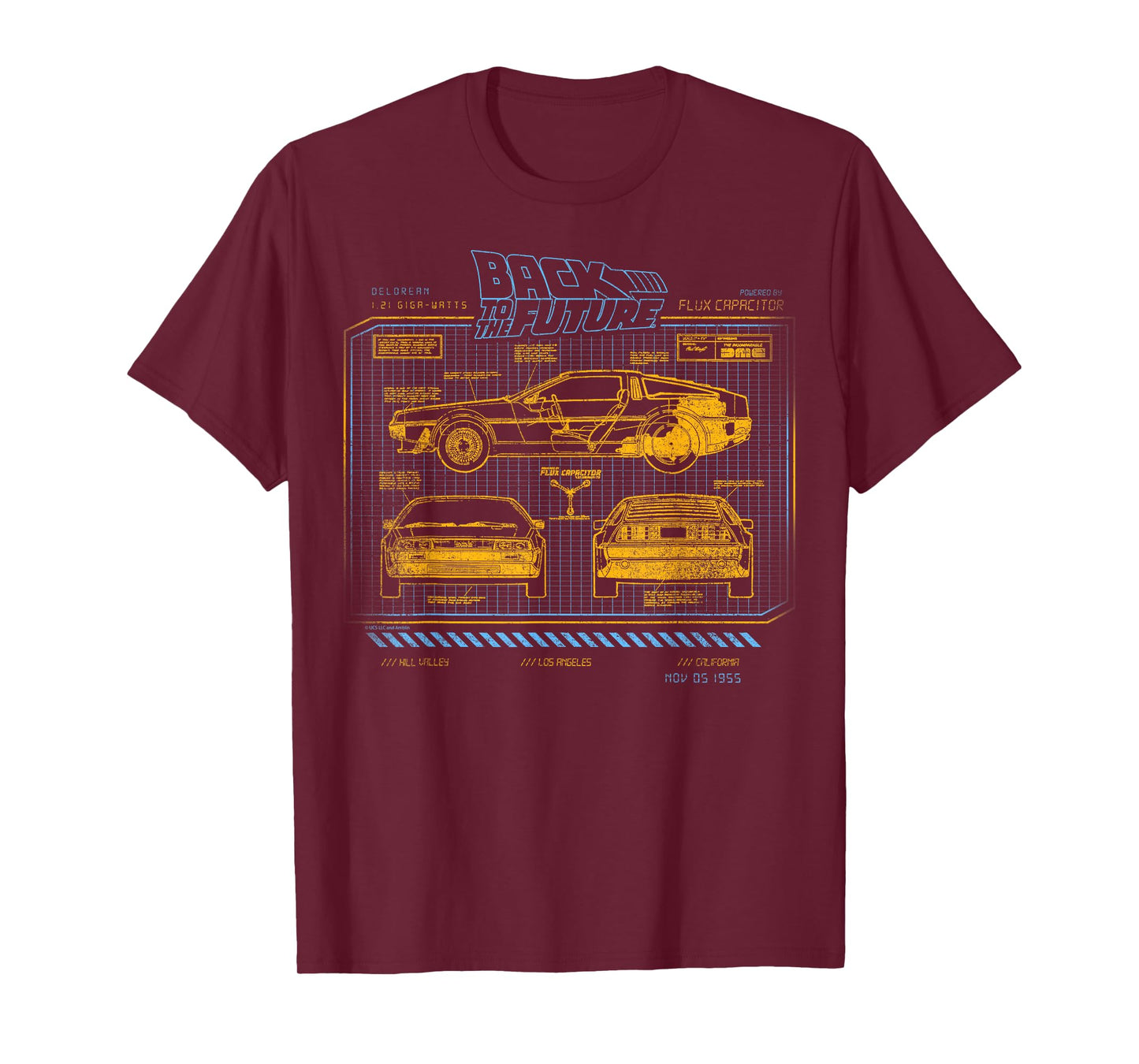 Back to The Future 35th Anniversary Delorean Schematics T-Shirt