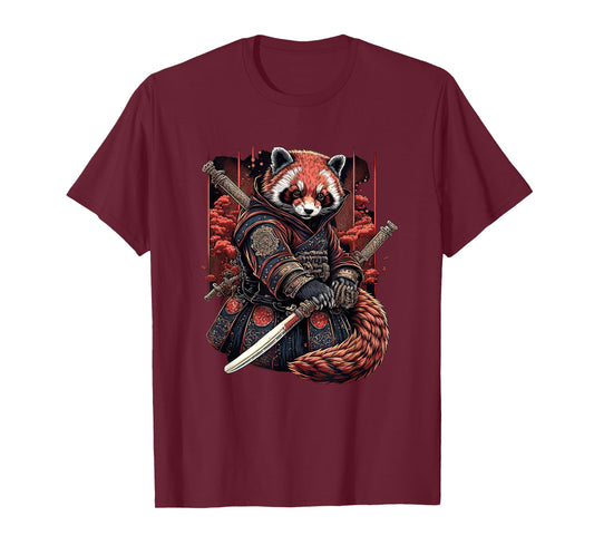 Red Panda Samurai Warrior Japanese Art T-Shirt