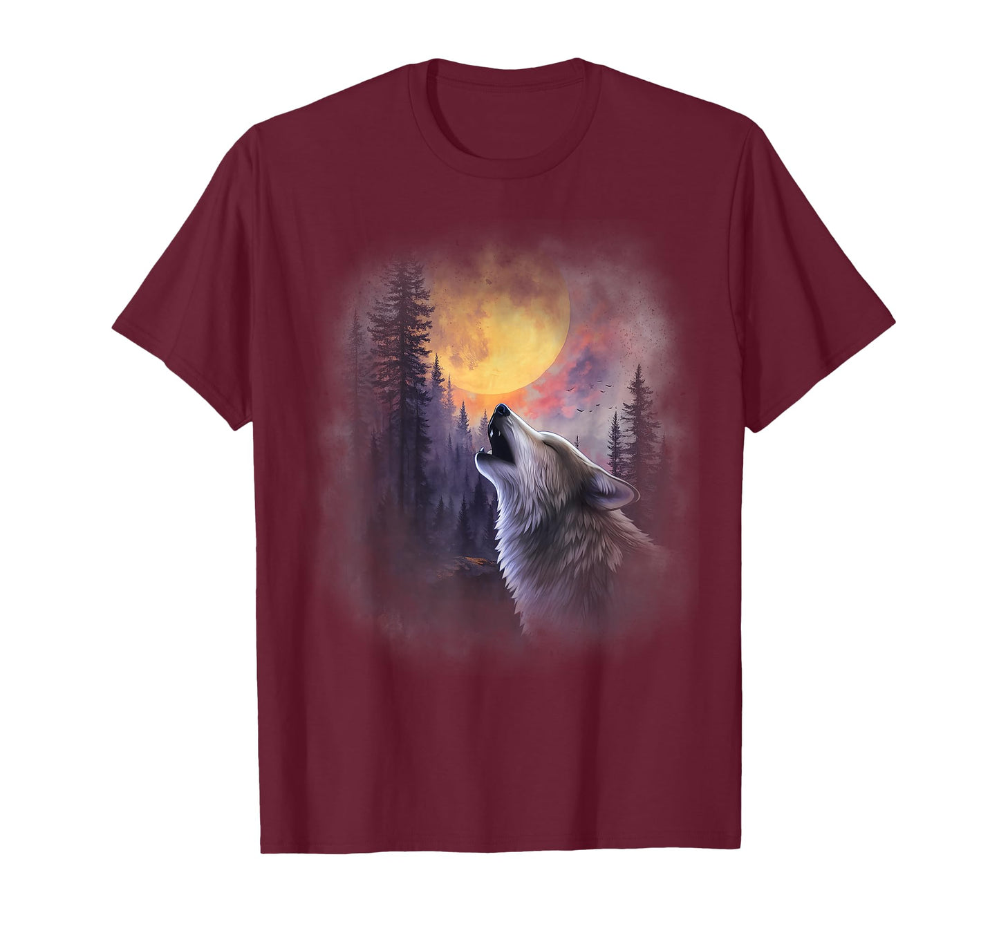 Wolf Howling Moon Forest Nature Wildlife Animal Lovers T-Shirt