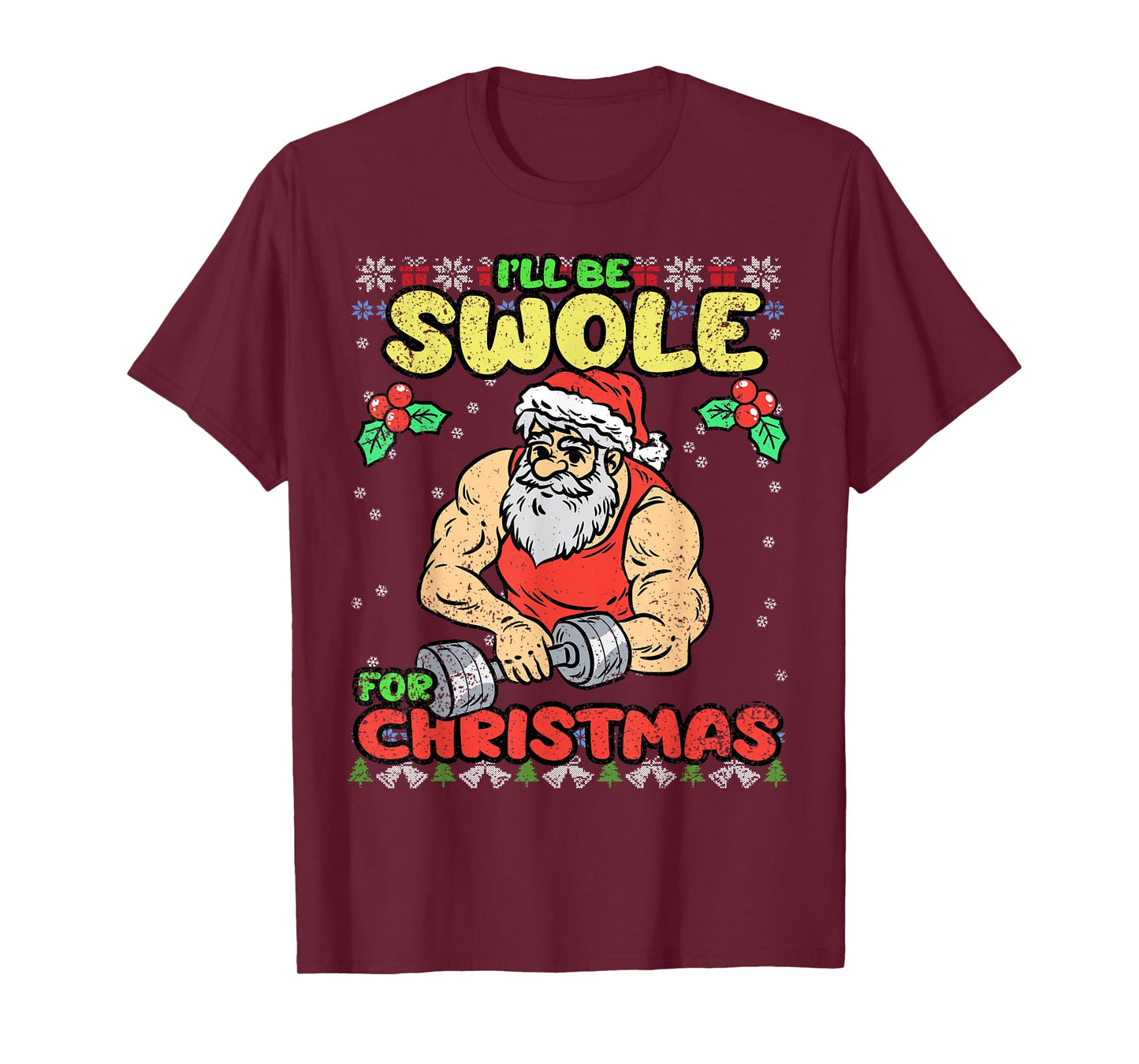 Swole Santa Christmas Pajama Funny X-Mas Gym Fitness Workout T-Shirt
