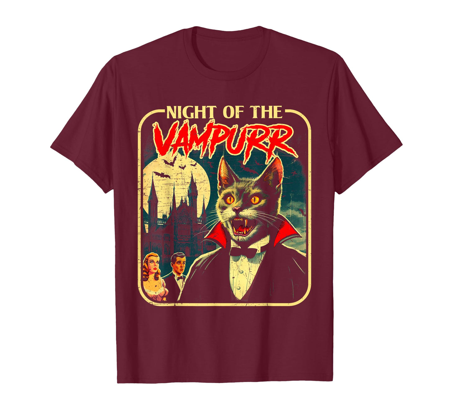 Night of The Vampurr Funny Cat Halloween T-Shirt