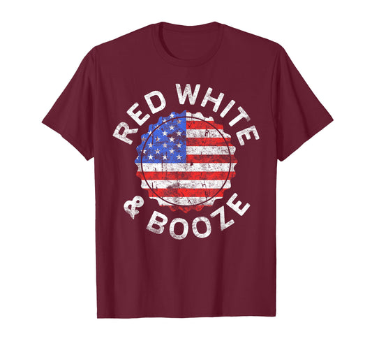 Red White And Booze Shirt Men Women Drinking 4th of July T-Shirt