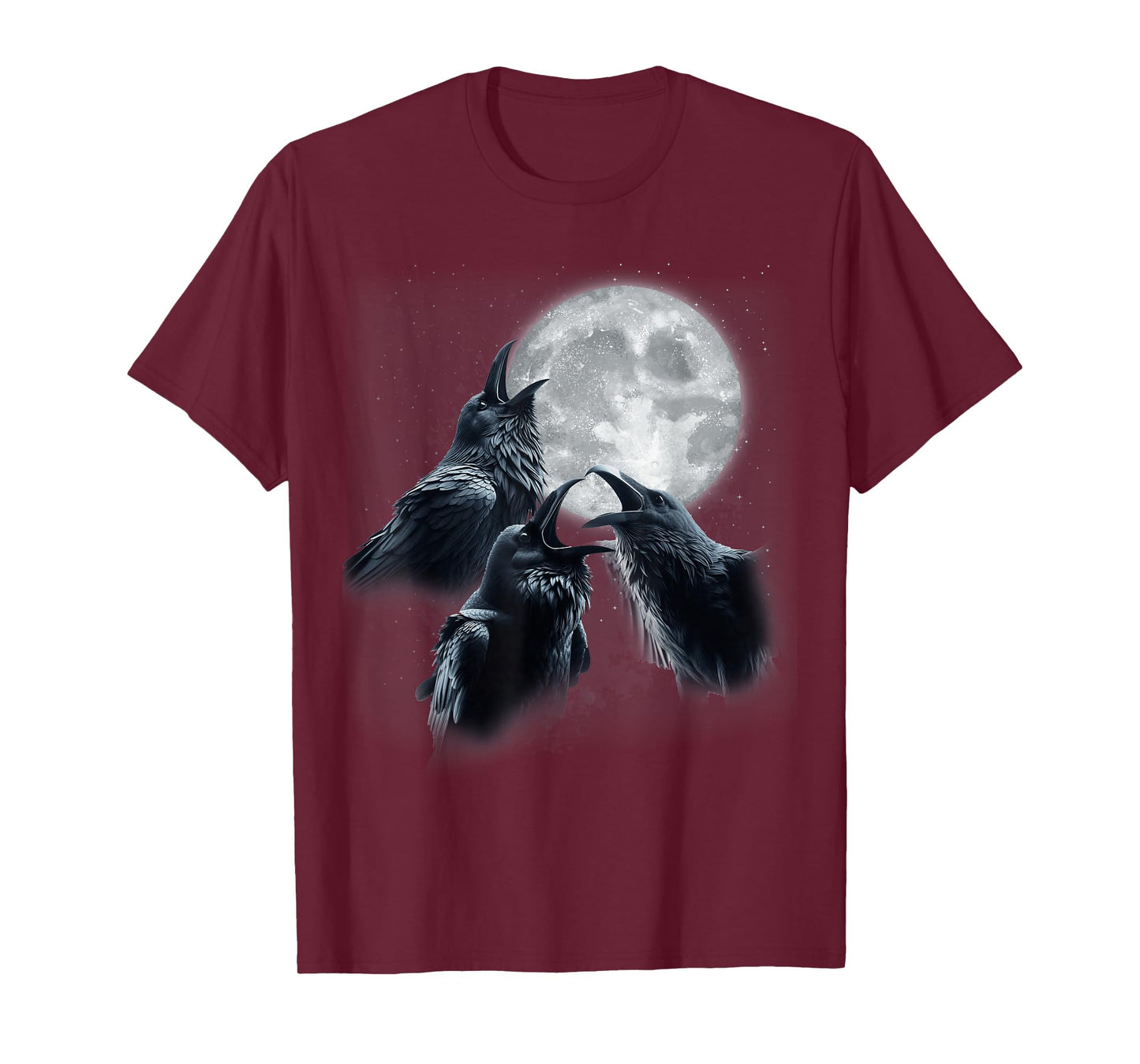 3 Black Raven Howling At The Moon Funny Crow Raven Bird Kids T-Shirt