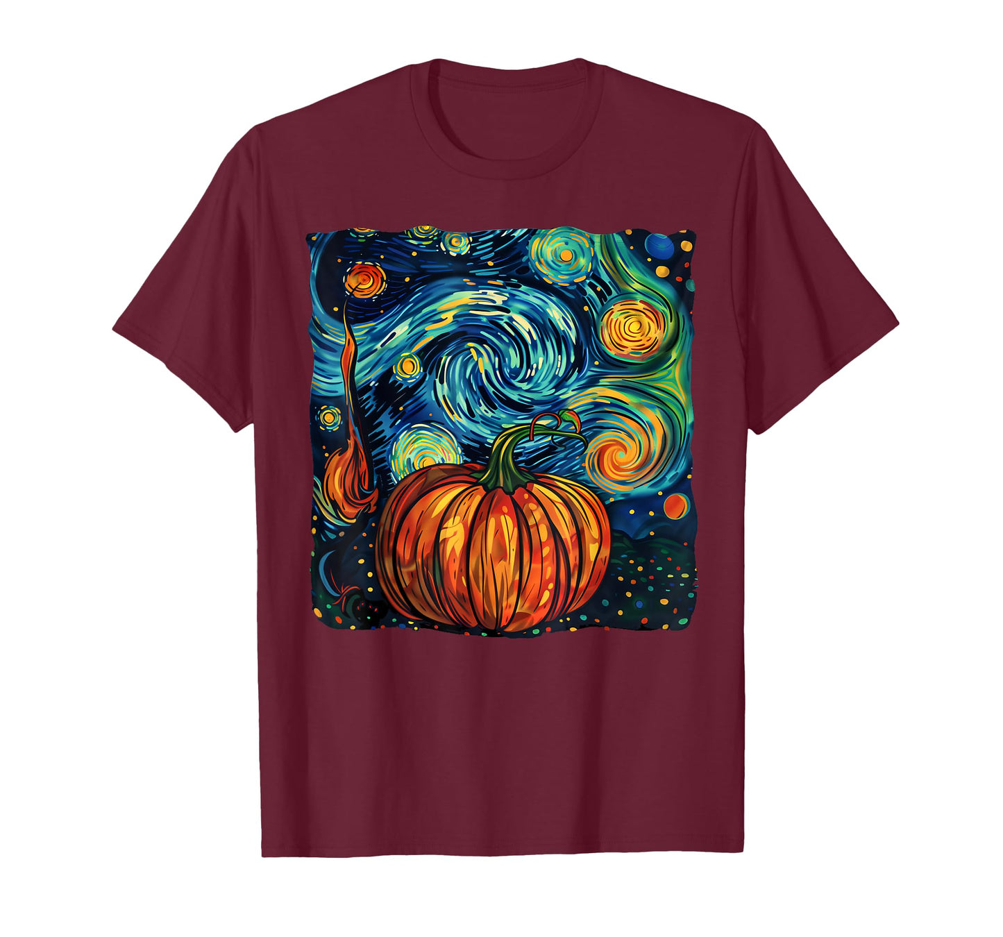 Pumpkin Halloween Starry Night Van Gogh Thanksgiving Fall T-Shirt