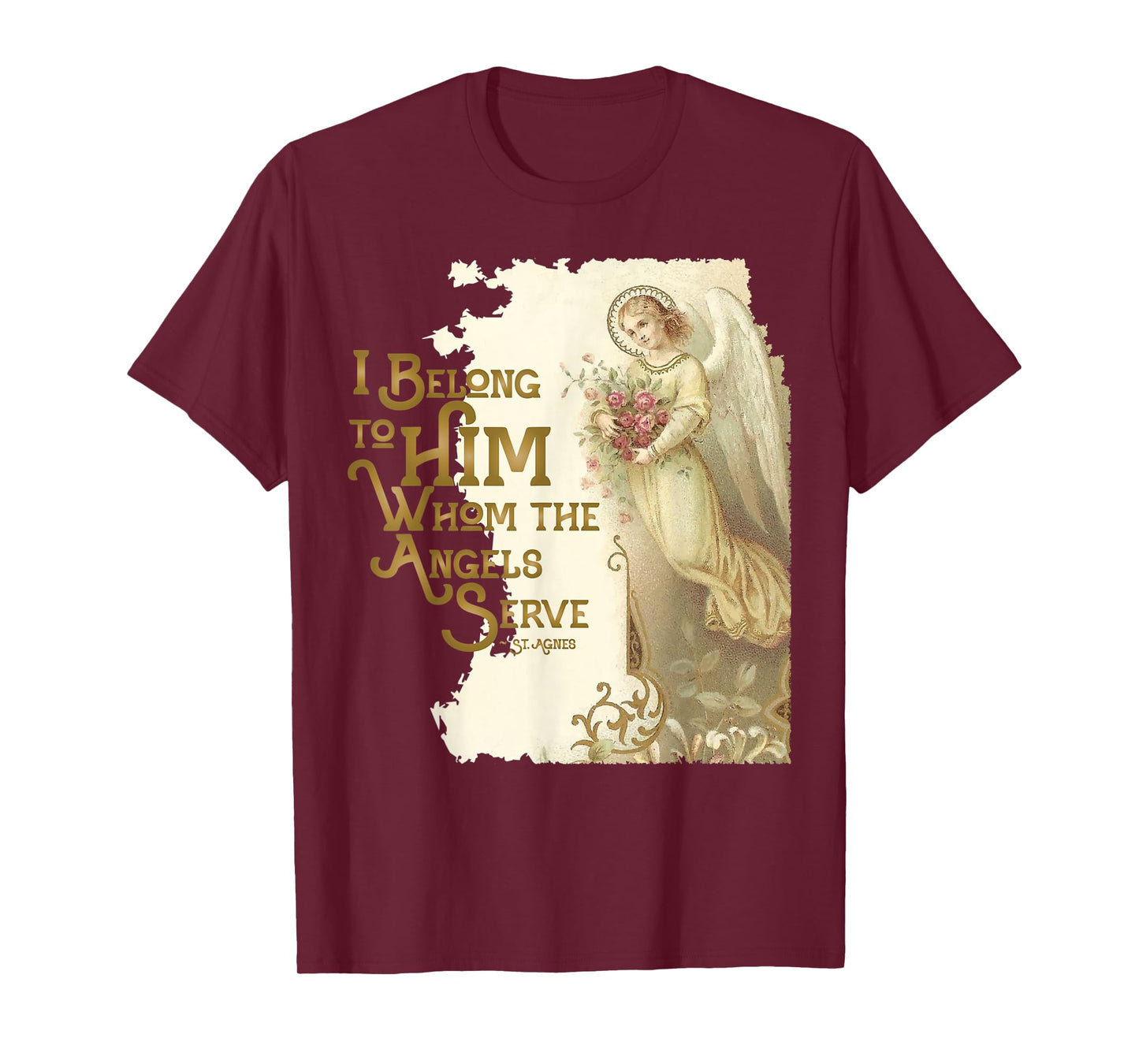 St Agnes of Rome Whom the Angels Serve Vintage Catholic T-Shirt