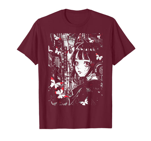 Anime Japanese Goth Cyberpunk City Manga Art Aesthetic T-Shirt