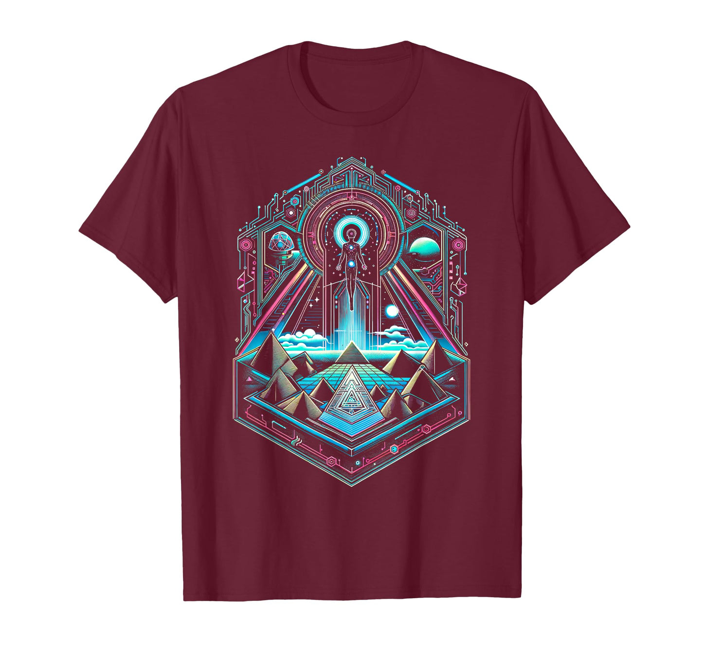 Geometric Sacred Pyramids and Alien Landscape T-Shirt